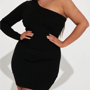 Fashion Nova One Shoulder Long Sleeve Bandage Dress